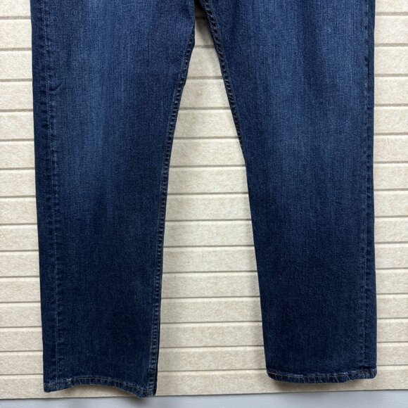 Levis 505 Mens Regular Fit Straight Leg Jeans Dark Blue Denim 42x30 - Picture 5 of 16